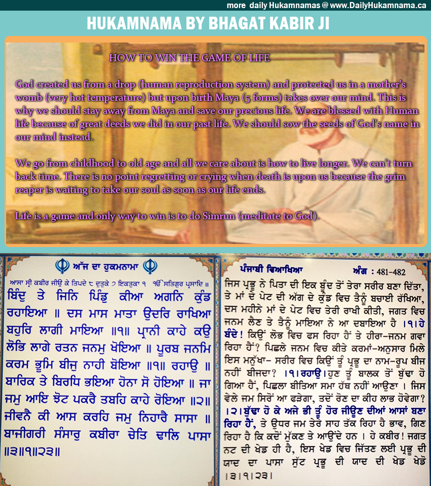 Hukamnama - Guru Granth Sahib ji (Ang) Page 481-482
